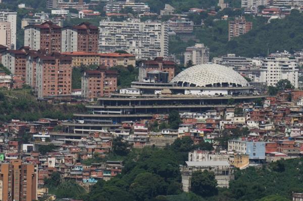 Venezuela's National Intelligence Service (SEBIN) headquarters, known as El Helicoide, stands in front of La Cota.